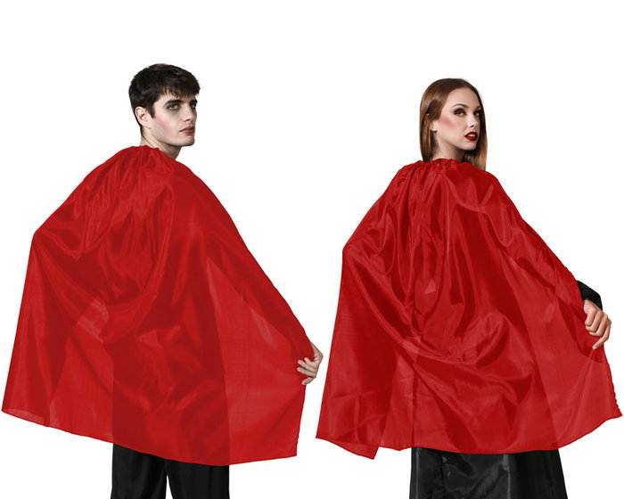 Capa rouge brillante pour déguisement adulte - Cape pour vampire, diable ou costume Halloween, longueur 100 cm - Accessoire thématique Capa rouge brillante pour déguisement adulte - Cape pour vampire, diable ou costume Halloween, longueur 100 cm - Accessoire thématique