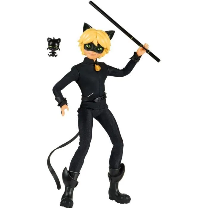 Bandai Poupée Mannequin Miraculous Chat Noir 26 cm - Réplique de Personnage de Série