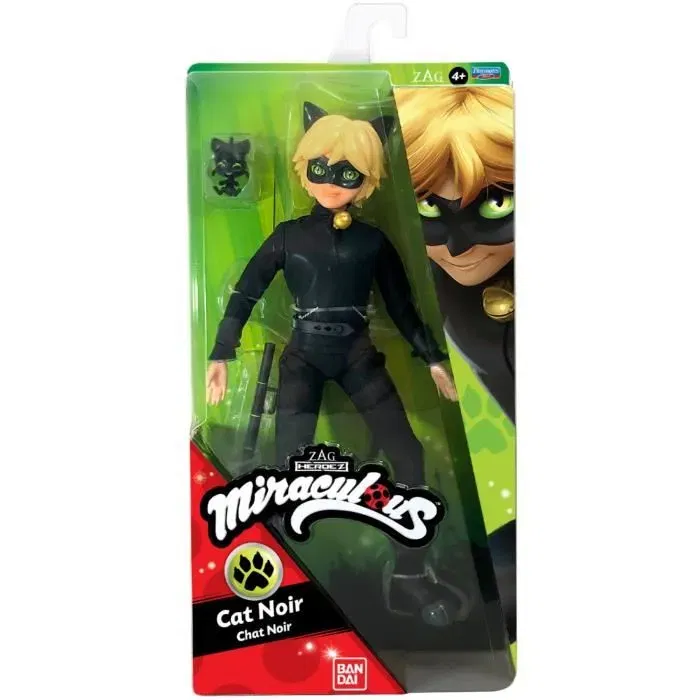 Bandai Poupée Mannequin Miraculous Chat Noir 26 cm - Réplique de Personnage de Série