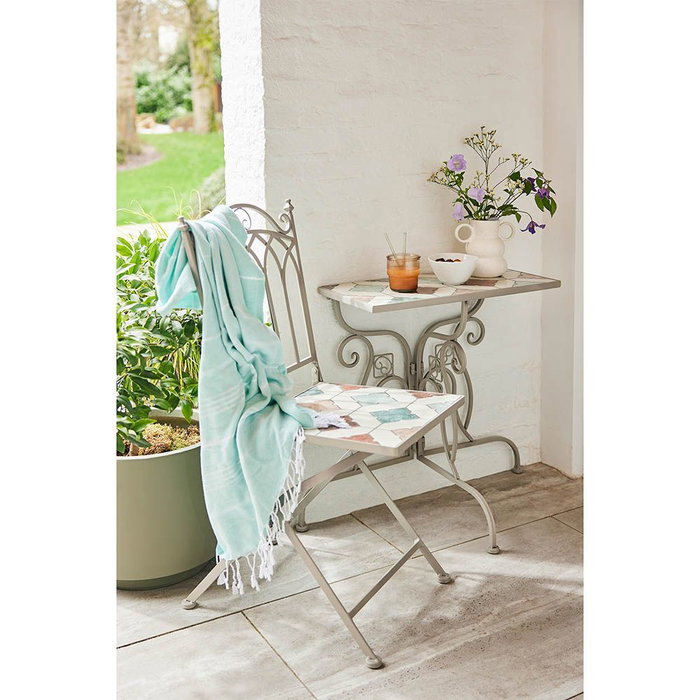 Basics Chaise Pliante Bistro Métal/Mosaïque Marrakech pour Extérieur 38 x 50 x 89 cm