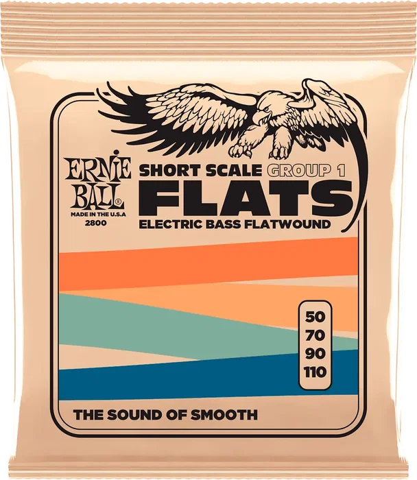 ERNIEBALL 2837 Jeu de cordes basse électrique Roundwound Flatwound Short Scale 50-110 Super Slinky