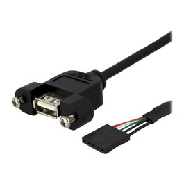 Startechcom Câble USB 2.0 de montage en panneau 30 cm - Noir