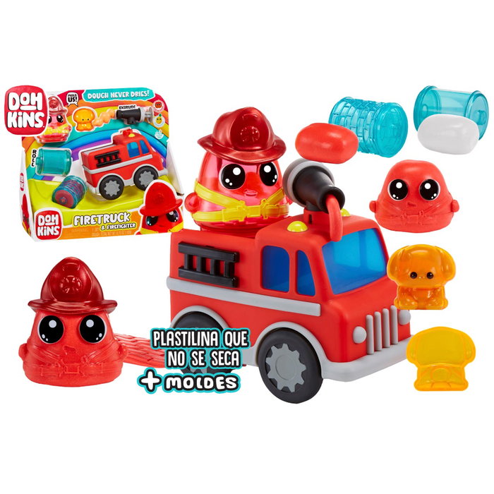MGA Dohkins Camion de Pompiers 123064 - Pâte à Modeler Never-Dry, Ne Sèche Pas, pour Jeu Infini - Personnage Aromatique - Âge Recommandé : +2 Ans