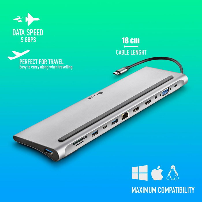 Hub USB NGS WONDERDOCK12 Gris Argenté