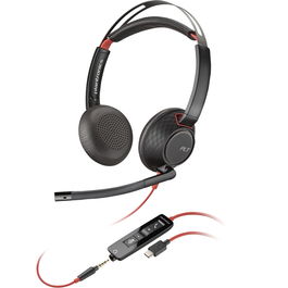 Poly Casque téléphonique filaire Blackwire 5220 USB-A - Modèle 8X231AA - Noir - Avec réduction de bruit et microphone