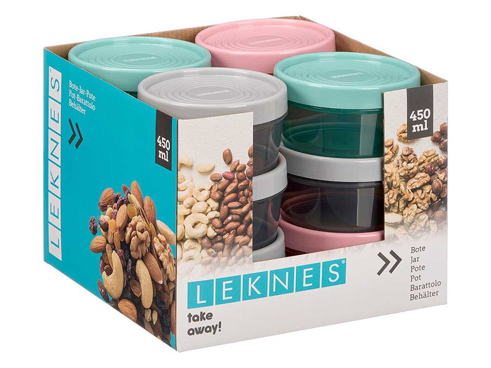 LEKNES Lot de 24 boîtes de conservation rondes 450 ml - Couleurs Assorties LEKNES Lot de 24 boîtes de conservation rondes 450 ml - Couleurs Assorties