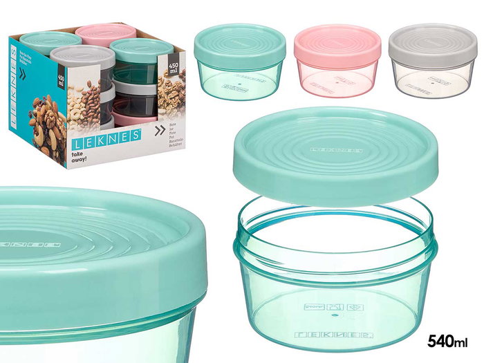 LEKNES Lot de 24 boîtes de conservation rondes 450 ml - Couleurs Assorties LEKNES Lot de 24 boîtes de conservation rondes 450 ml - Couleurs Assorties