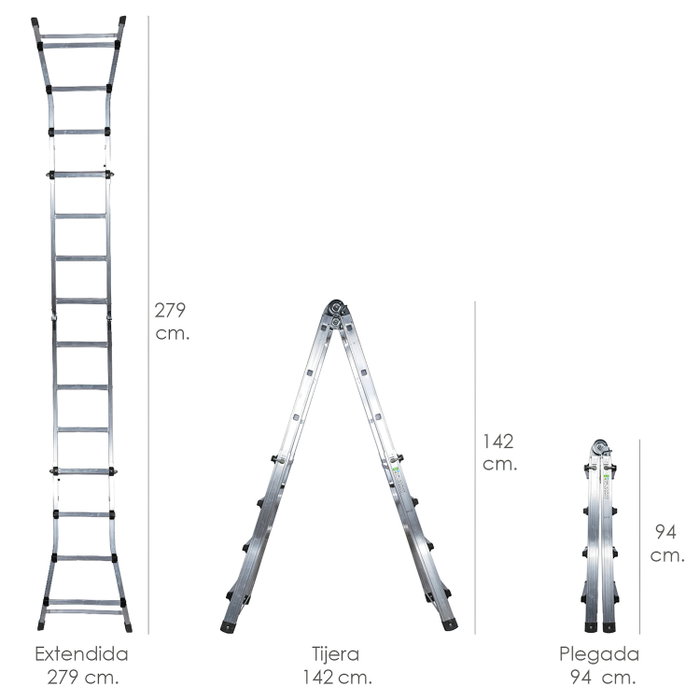 Wolfpack Linea Profesional Échelle télescopique Maurer 3 + 3 en aluminium