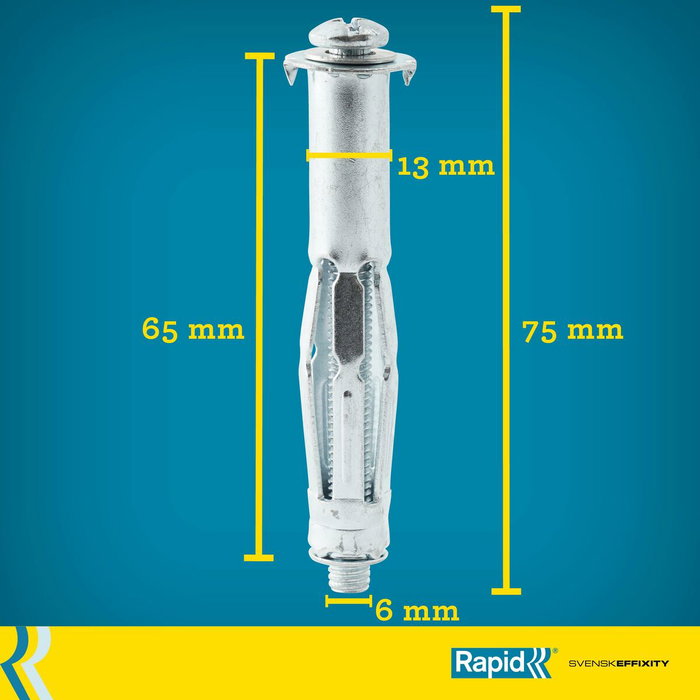 Rapid Chevilles à Expansion Métal pour Cloison Plâtre 18-32mm, Lot de 10