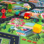 C BABY Alfombra de jeu Ville avec route pour enfants +2 ans, 144x99 cm, inclut 3 voitures, 1 arbre, 1 cube et 4 panneaux de signalisation