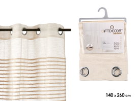 Giftdecor Rideau à plis beige 34x5x26.5 cm, plastique, ouvert 140x260 cm (Set de 6)