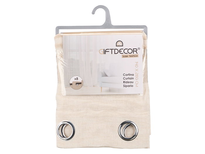 Giftdecor Rideau à plis beige 34x5x26.5 cm, plastique, ouvert 140x260 cm (Set de 6)