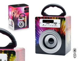 Arte Regal Enceinte Bluetooth 13.5x21.5x9.7 cm, bois, noir, Bluetooth 5.0, batterie 800 mAh (Set de 6)