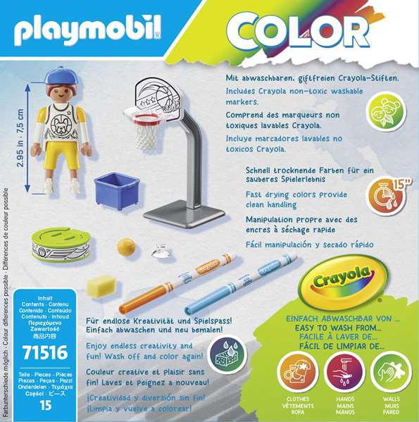 PLAYMOBIL Color Skater avec panier de basket 71516