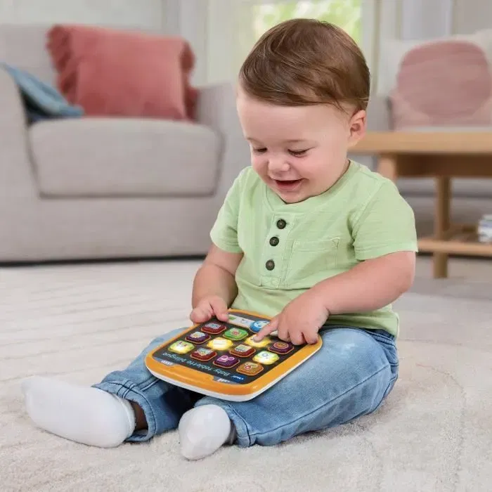 Vtech Baby - Tablet Bilingue Français Anglais pour Bébé 9-36 Mois - 12 Boutons Lumineux - Chansons & Mélodies - avec Piles Incluses