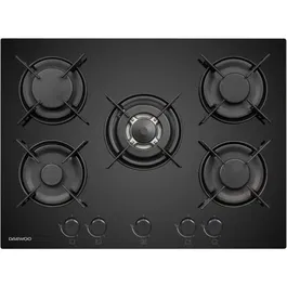 Daewoo BH7GKF51BNM Plaque de cuisson à gaz encastrable, 5 foyers, 70 cm, Noir - 11100 W