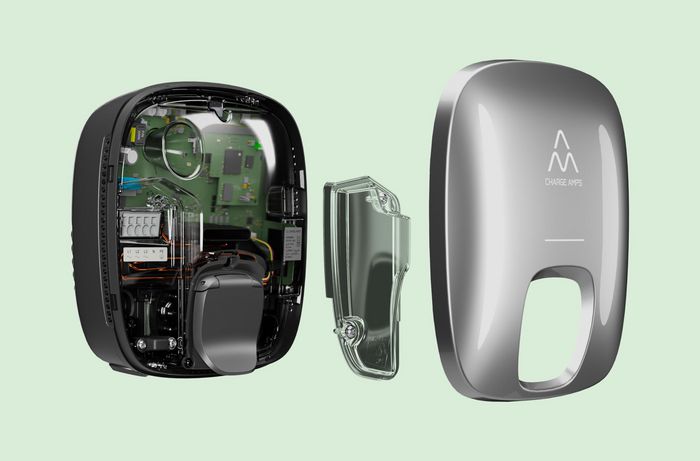 Charge Amps Luna - Borne de recharge murale pour véhicule électrique - 22 kW - Triphasé - 32 A - Avec fonction d'équilibrage de charge et compatibilité énergie solaire