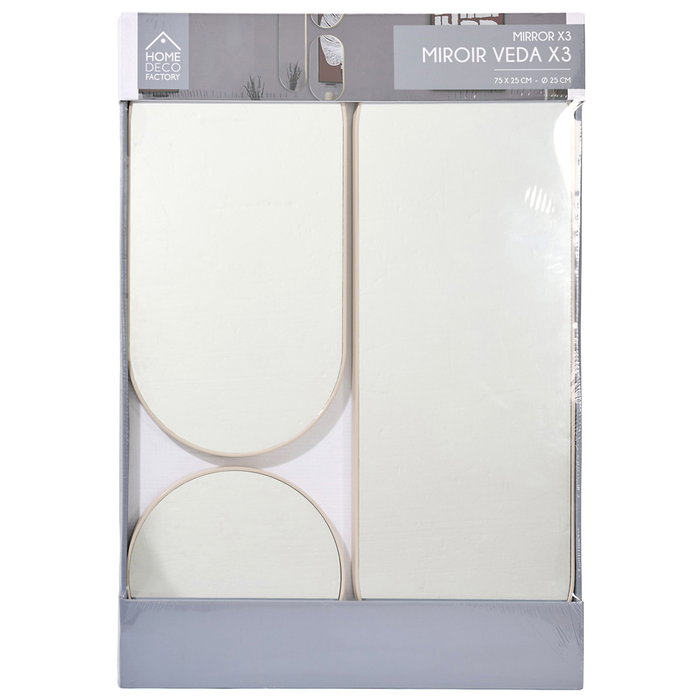 Home Deco Factory Lot de 3 miroirs Veda beige