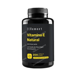 Zenement Vitamine E Naturelle avec Acide Oléique - 268 mg (400 UI) D-Alpha-Tocophérol, Huile d'Olive Extra Vierge Bio - Complément Alimentaire - 200 Perles