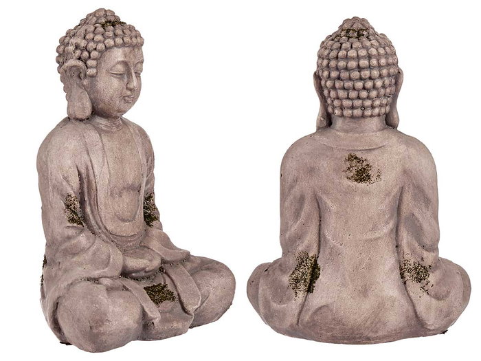 Ibergarden Bouddha Polyrésine Mains Jointes Petit Gris 17x37x26 cm (Set de 2)