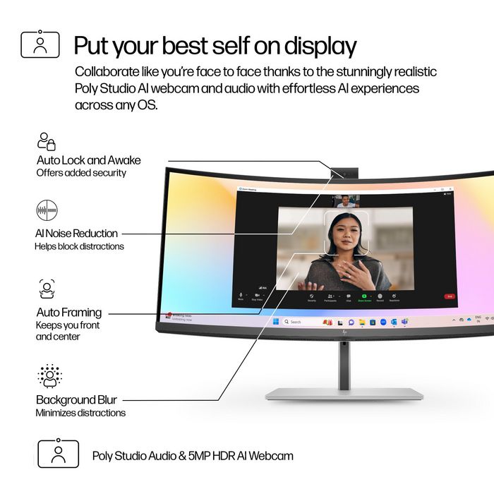 HP Series 7 Pro 734pm - Écran de conférence 34 pouces WQHD avec webcam IA, Thunderbolt 4 et affichage HDR400 IPS Black HP Series 7 Pro 734pm - Écran de conférence 34 pouces WQHD avec webcam IA, Thunderbolt 4 et affichage HDR400 IPS Black