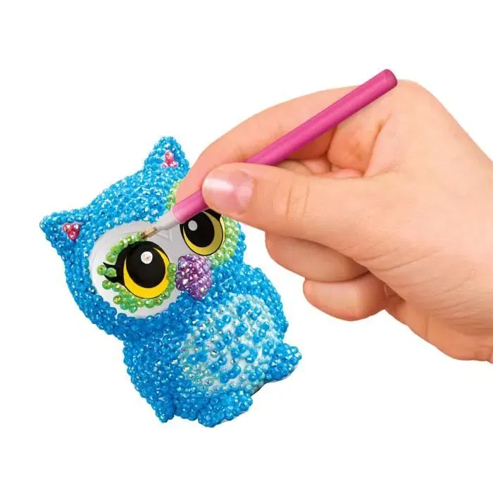 Crazart Lexibook - Kit de création de figurines 3D en pierres précieuses et cristaux irisés (12 couleurs) pour enfants - Inclut licorne, hibou, coeur