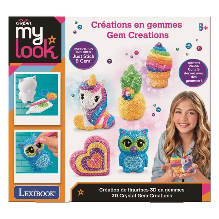 Lexibook Crazart - Kit de création de figurines 3D en pierres précieuses