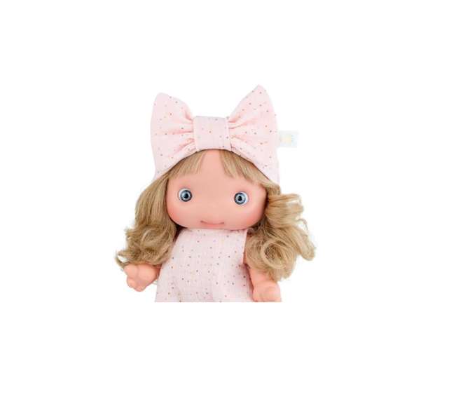 Marina & Pau Piu mono - Poupée rose à pois en vinyle 25 cm, avec étui, produit en espagnol Marina & Pau Piu mono - Poupée rose à pois en vinyle 25 cm, avec étui, produit en espagnol