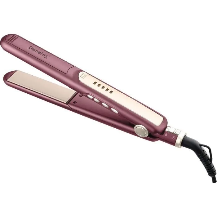 Demeliss Coffret Coiffure avec Sèche-Cheveux 2200 W et Lisseur Céramique, 5 Températures Réglables 120-200°C, Coloris Cherry Chérie