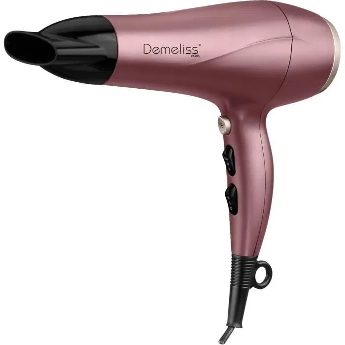 Demeliss Coffret Coiffure avec Sèche-Cheveux 2200 W et Lisseur Céramique, 5 Températures Réglables 120-200°C, Coloris Cherry Chérie
