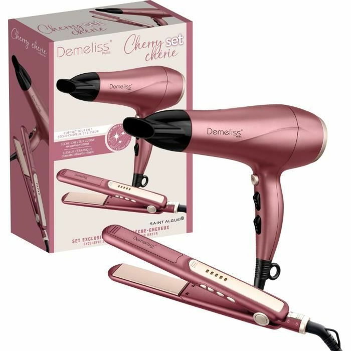 Demeliss Coffret lisseur Instant Ceramic et sèche-cheveux Ultra Series Cherry et Noir Demeliss Coffret lisseur Instant Ceramic et sèche-cheveux Ultra Series Cherry et Noir