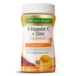 Nature's Bounty Vitamine C + Zinc 60 Gommes - Complément Alimentaire Gummies à l'Orange pour Soutenir le Système Immunitaire, Vegan, Sans Gluten