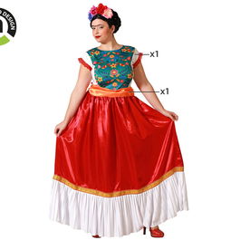 Déguisement Mexicain Adulte Femme Rouge - Robe et Ceinture - Taille XXL en Polyester
