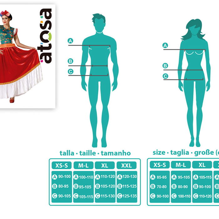 Déguisement Mexicain Adulte Femme Rouge - Robe et Ceinture - Taille XXL en Polyester