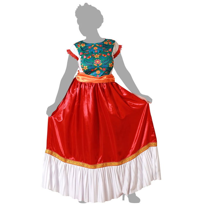Déguisement Mexicain Adulte Femme Rouge - Robe et Ceinture - Taille XXL en Polyester