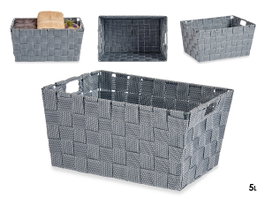 KIPIT Cesta en tissu conique rectangulaire grise avec poignées