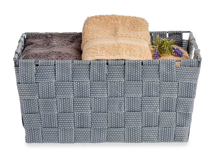 KIPIT Cesta en tissu conique rectangulaire grise avec poignées