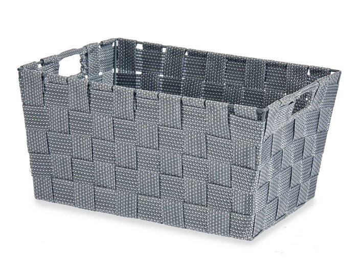 KIPIT Cesta en tissu conique rectangulaire grise avec poignées