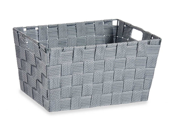 KIPIT Cesta en tissu conique rectangulaire grise avec poignées