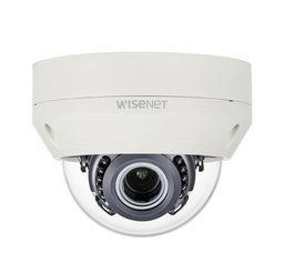 Hanwha Caméra dôme extérieure Wisenet HD+ 2MP Full HD 1080p résistante au vandalisme avec IR 30m, objectif vari-focal manuel 3.1X (3.2-10mm), 120 dB WDR, IP66/IK10