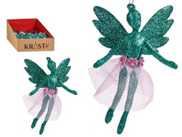 Krist+ Décoration Arbre Noël Fée Vert Menthe 8x13x4 cm Plastique Paillettes (Set de 48)
