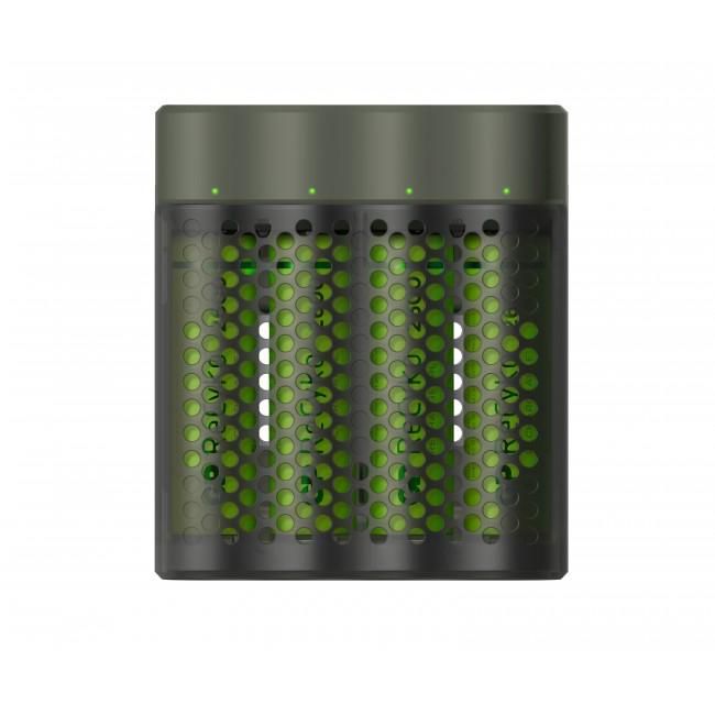 GP ReCyko Speed Charger M451 avec 4 piles AA NiMH 2600mAh - Chargeur rapide intelligent pour piles rechargeables AA/AAA - Noir et Vert