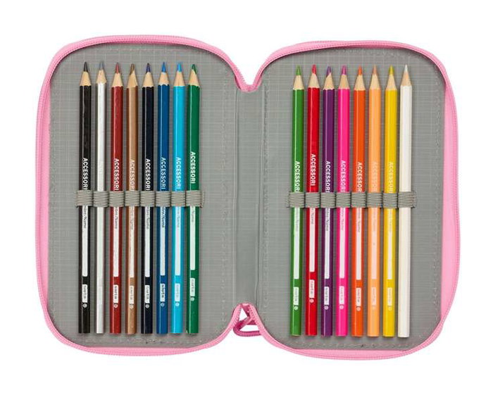 Safta Plumier triple 37 pièces avec motif 'Smile' Blackfit8, dimensions 12.5x19.5x5.5 cm, pour enfants à partir de 3 ans