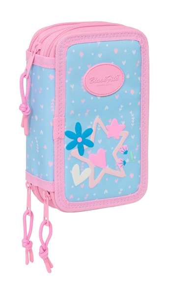 Safta Plumier triple 37 pièces avec motif 'Smile' Blackfit8, dimensions 12.5x19.5x5.5 cm, pour enfants à partir de 3 ans