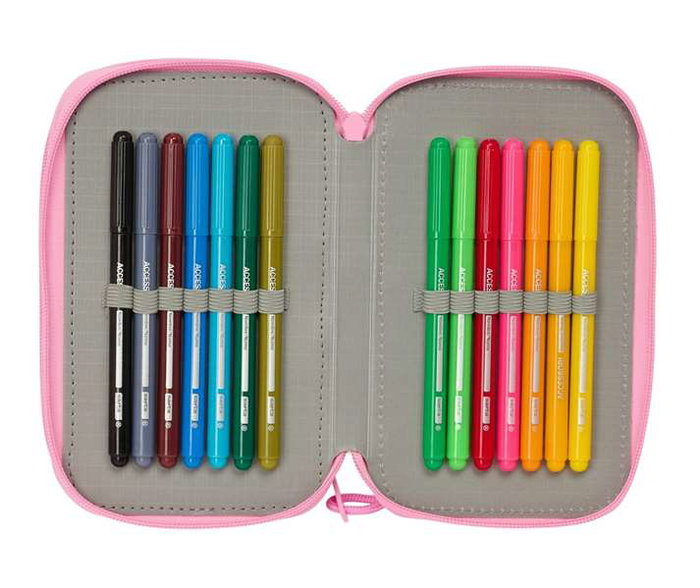 Safta Plumier triple 37 pièces avec motif 'Smile' Blackfit8, dimensions 12.5x19.5x5.5 cm, pour enfants à partir de 3 ans