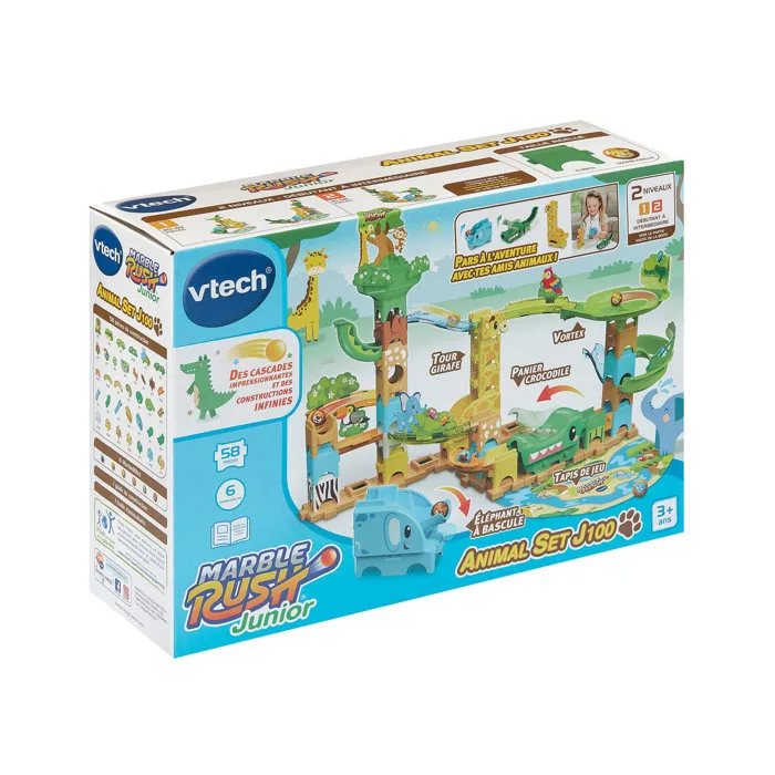 VTech Marble Rush Junior Animal Set J100 - Circuit de billes avec 3 animaux à construire - Multicolore - Pour enfants 3 ans et plus - Version française