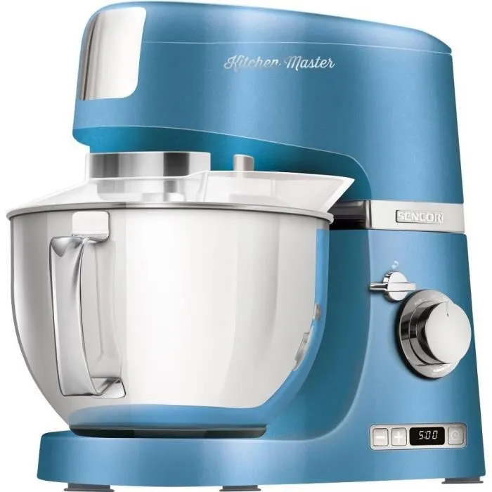 Sencor STM 7872BL Robot Pâtissier avec Mélangeur, 1000 W, Bol Inox 4.5 L, 8 Vitesses, Fonction Pulse, Écran LED et Éclairage - Accessoires Inclus