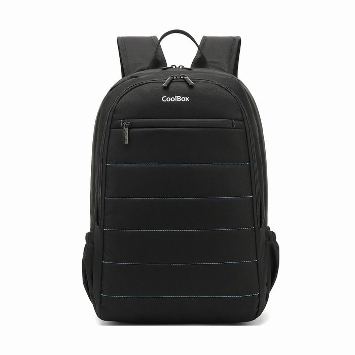 Coolbox Mochila pour ordinateur portable 15.6 pouces imperméable avec compartiment rembourré, poche pour tablette et smartphone, noire