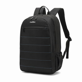 Coolbox Mochila pour ordinateur portable 15.6 pouces imperméable avec compartiment rembourré, poche pour tablette et smartphone, noire