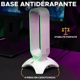 The G-Lab K-STAND RADO - Support pour casque gaming avec rétroéclairage RGB USB 7 couleurs - Blanc